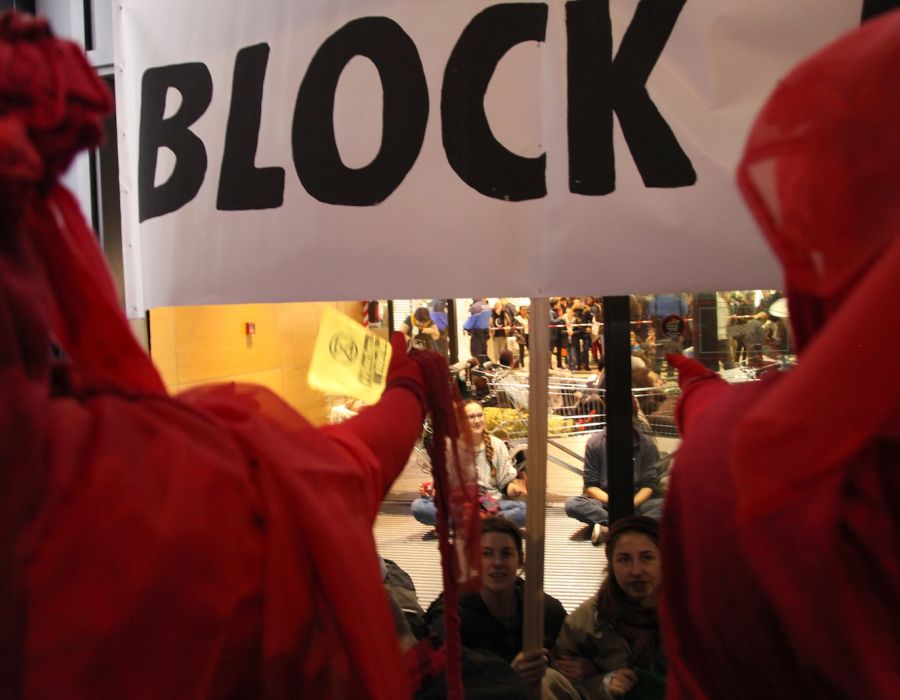 Action "Block Friday" en 2019 à Fribourg.