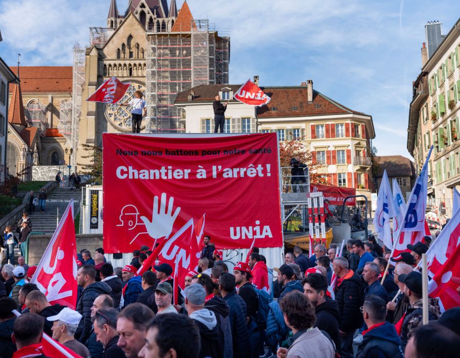 Mobilisation des maçons à Lausanne.