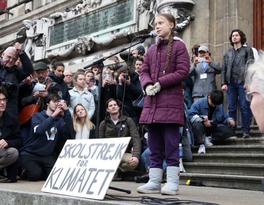 Greta Thunberg à Lausanne lors d'une manifestation de la Grève du climat.