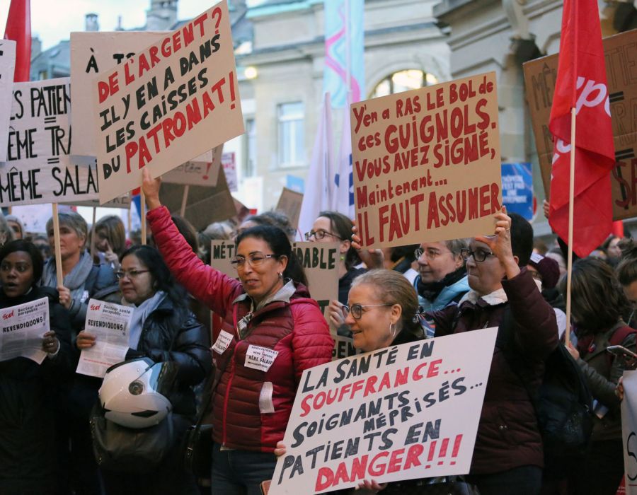 Manifestation du personnel du secteur paramédical à Lausanne le 5 novembre 2019.