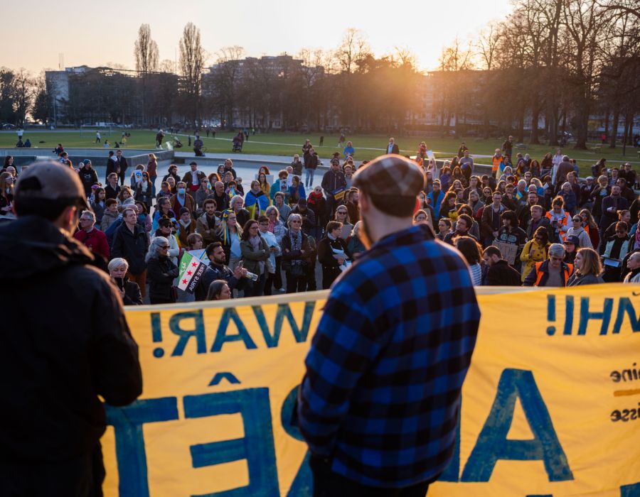 Manifestation contre la guerre en Ukraine à Lausanne.