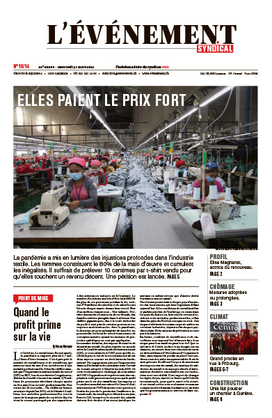 Une de L'Evénement syndical du 30 mars 2021.