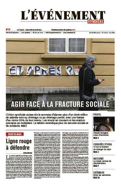 Une de l'Evénement syndical du 28 avril 2021.