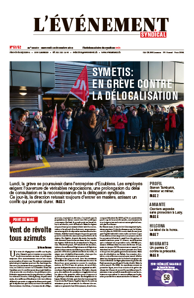 Une de L'Evénement syndical du 18 décembre 2019.