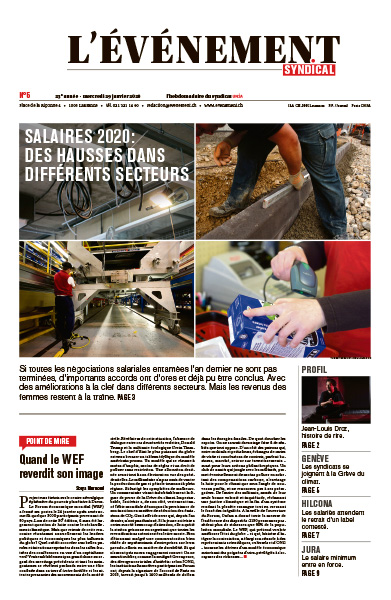 Une de L'Evénement syndical du 29 janvier 2020.