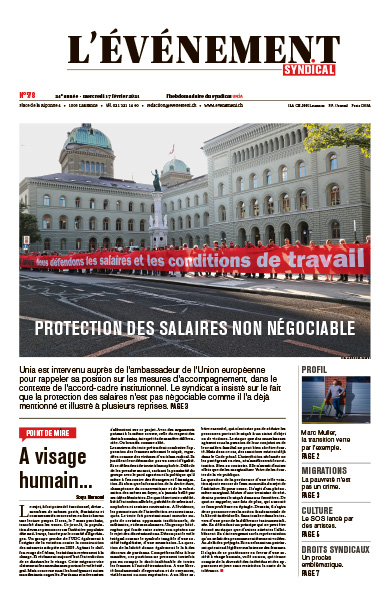 Une de L'Evénement syndical du 17 février 2021.