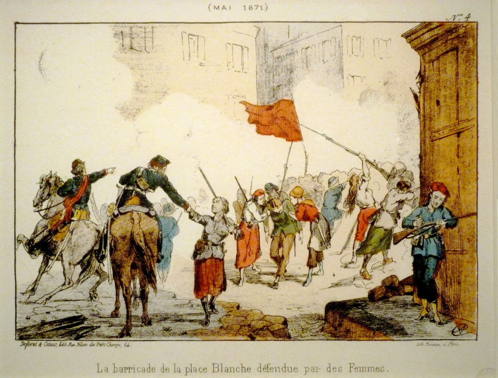 La barricade de la place Blanche, défendue par les femmes en mai 1871.