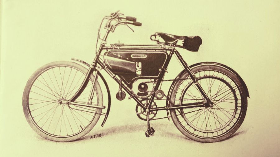 ancienne bicyclette à moteur.