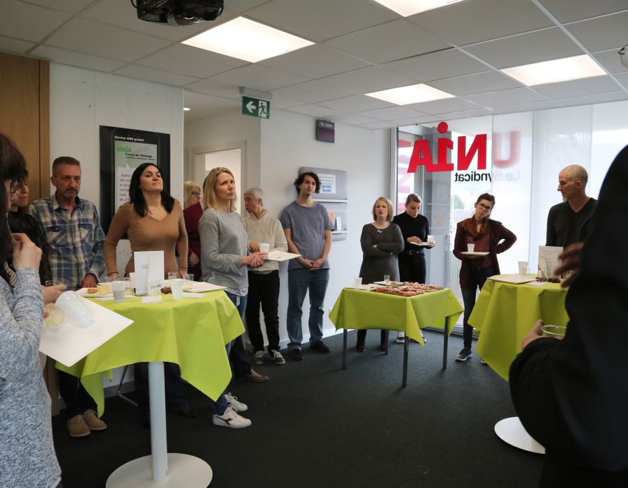 Moment convivial pour fêter la fin de l’installation d’Unia dans ses nouveaux locaux aiglons