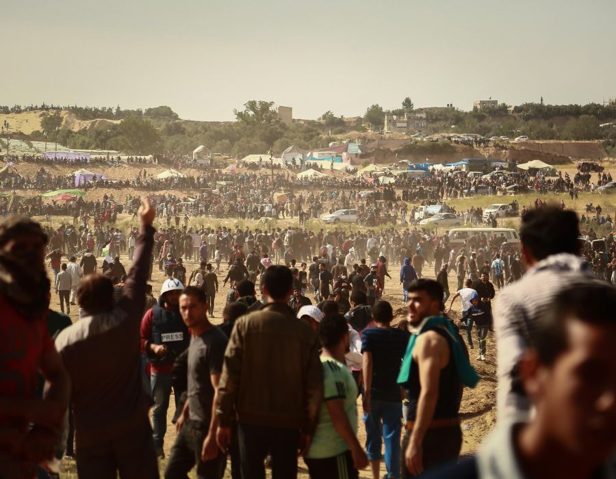 Foule à Gaza.