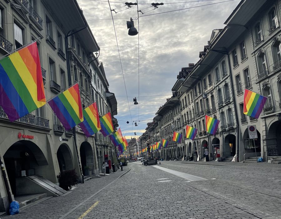 drapeaux LGBT dans une rue