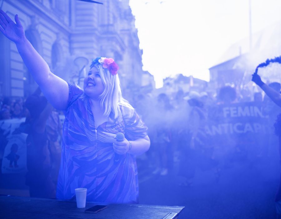 Tamara Knezevic lors de la Grève féministe de 2023