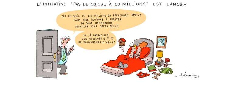 Caricature - inspecteur qui demande de limiter le nombre de naissances.