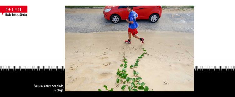 image 1+1=11 courreur sur du sable
